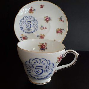 Duchess 5th Anniversary Pink floral Cup and Saucer